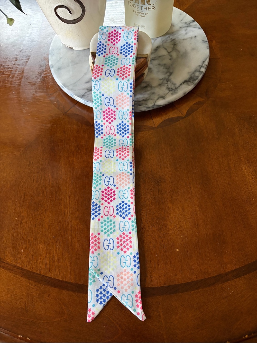 Multicolor GG Pattern Scarf Ribbon - Picture 2 of 2